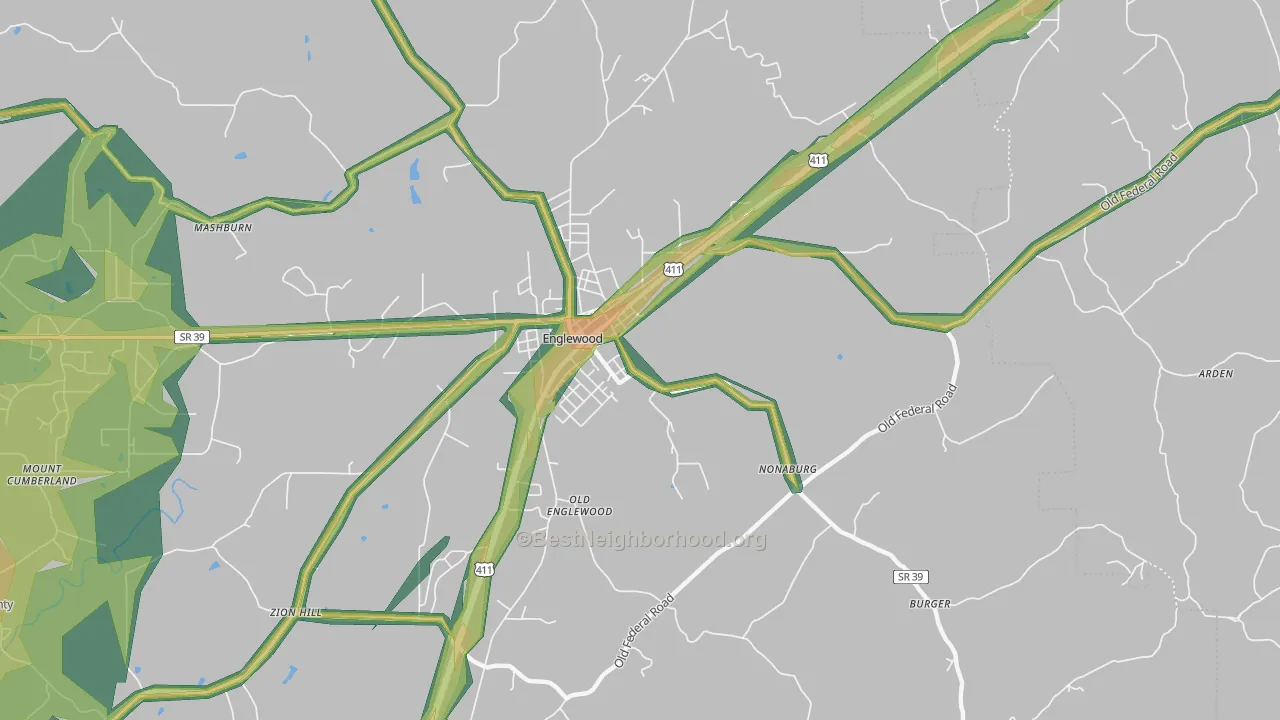 Nonaburg, TN Map of Noise Levels in Nonaburg