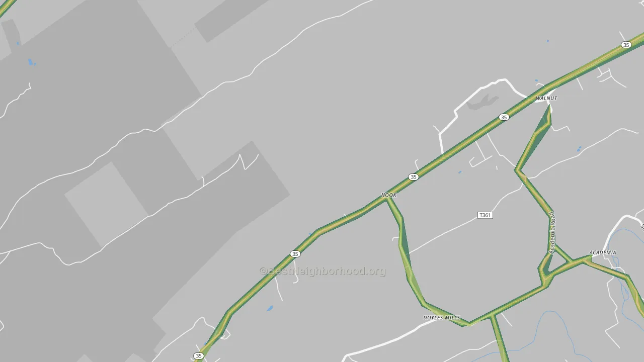 Nook, PA Map of Noise Levels in Nook