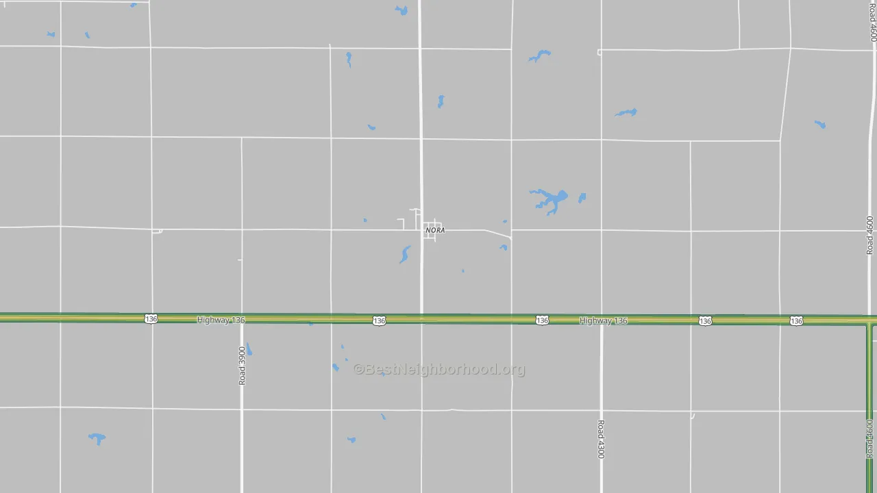 Nora, NE Map of Noise Levels in Nora