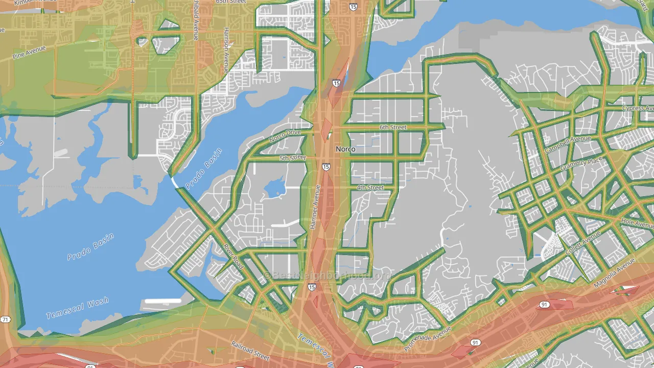 Norco, CA Map of Noise Levels in Norco