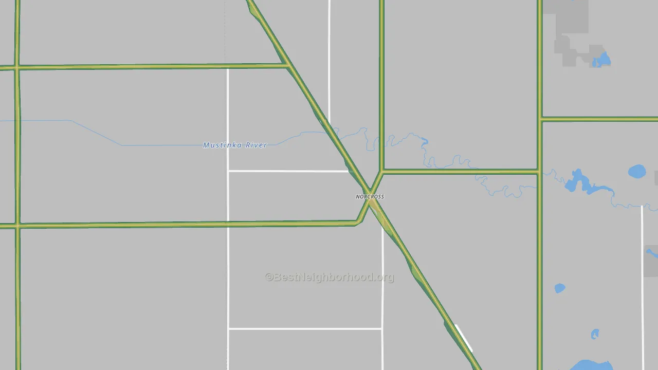 Norcross, MN Map of Noise Levels in Norcross