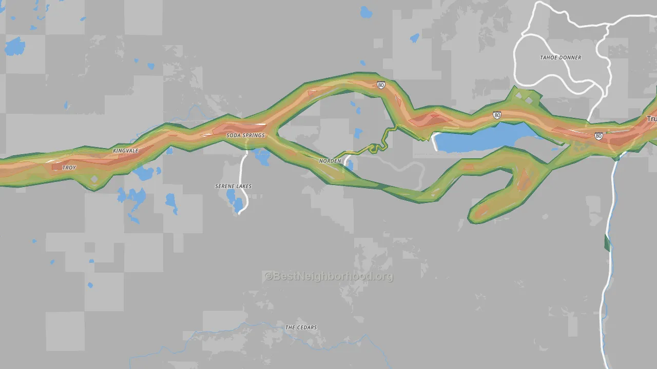 Norden, CA Map of Noise Levels in Norden