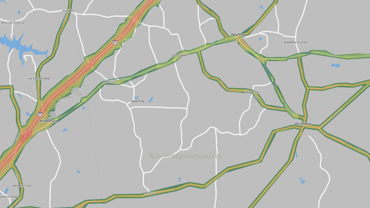 Norlina, NC Map of Noise Levels in Norlina