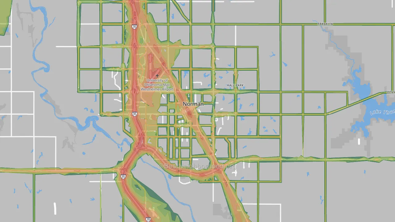 Norman, OK Map of Noise Levels in Norman