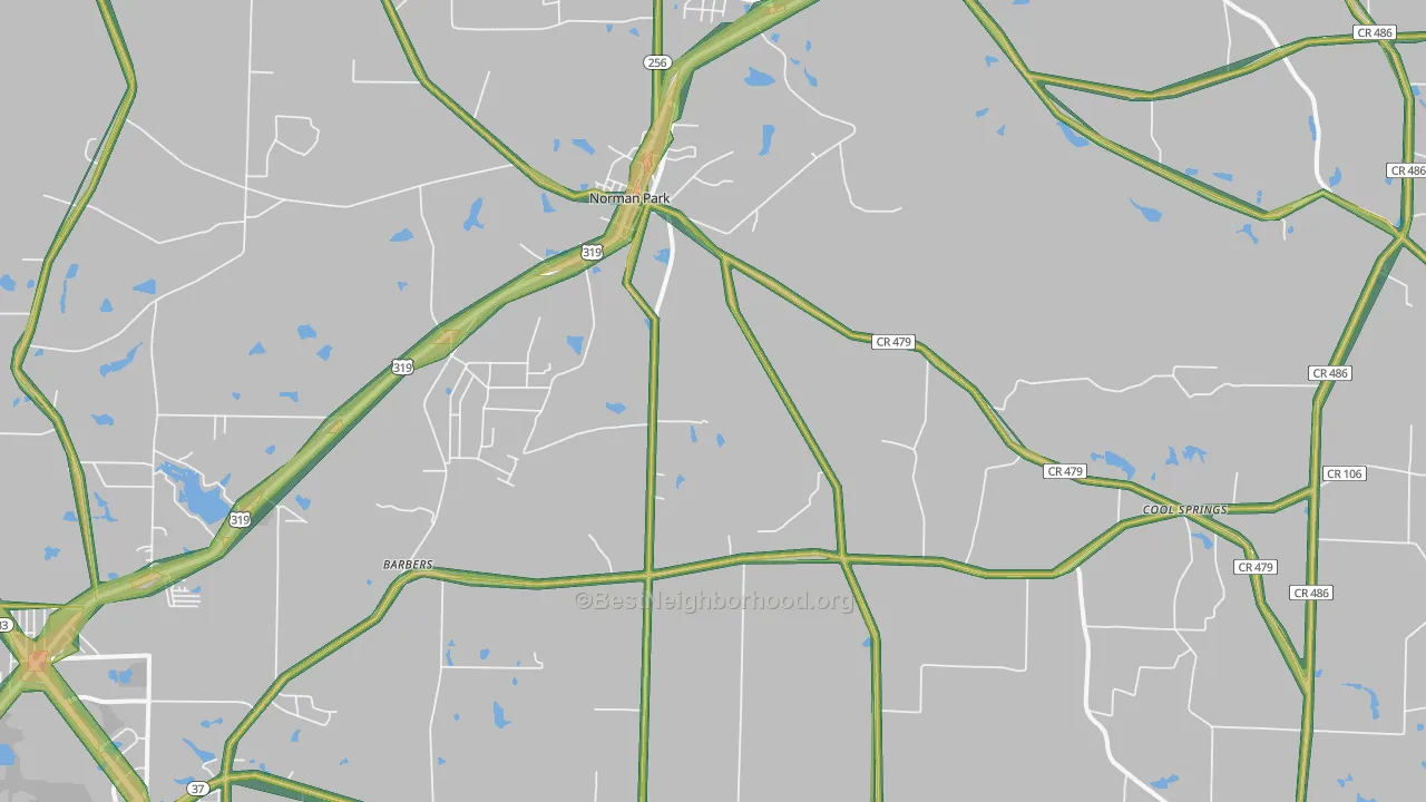 Norman Park, GA Map of Noise Levels in Norman Park