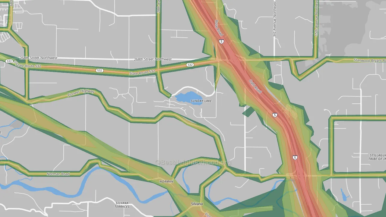 Norman, WA Map of Noise Levels in Norman