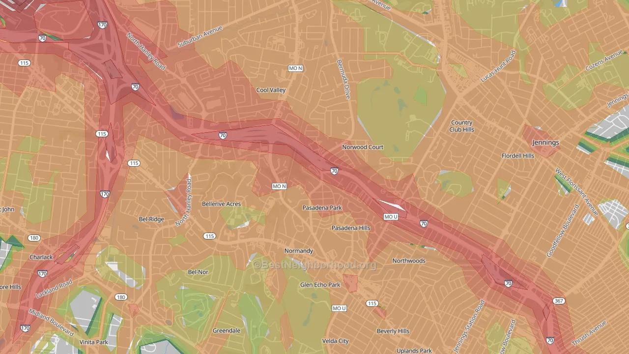 Normandy, MO Map of Noise Levels in Normandy