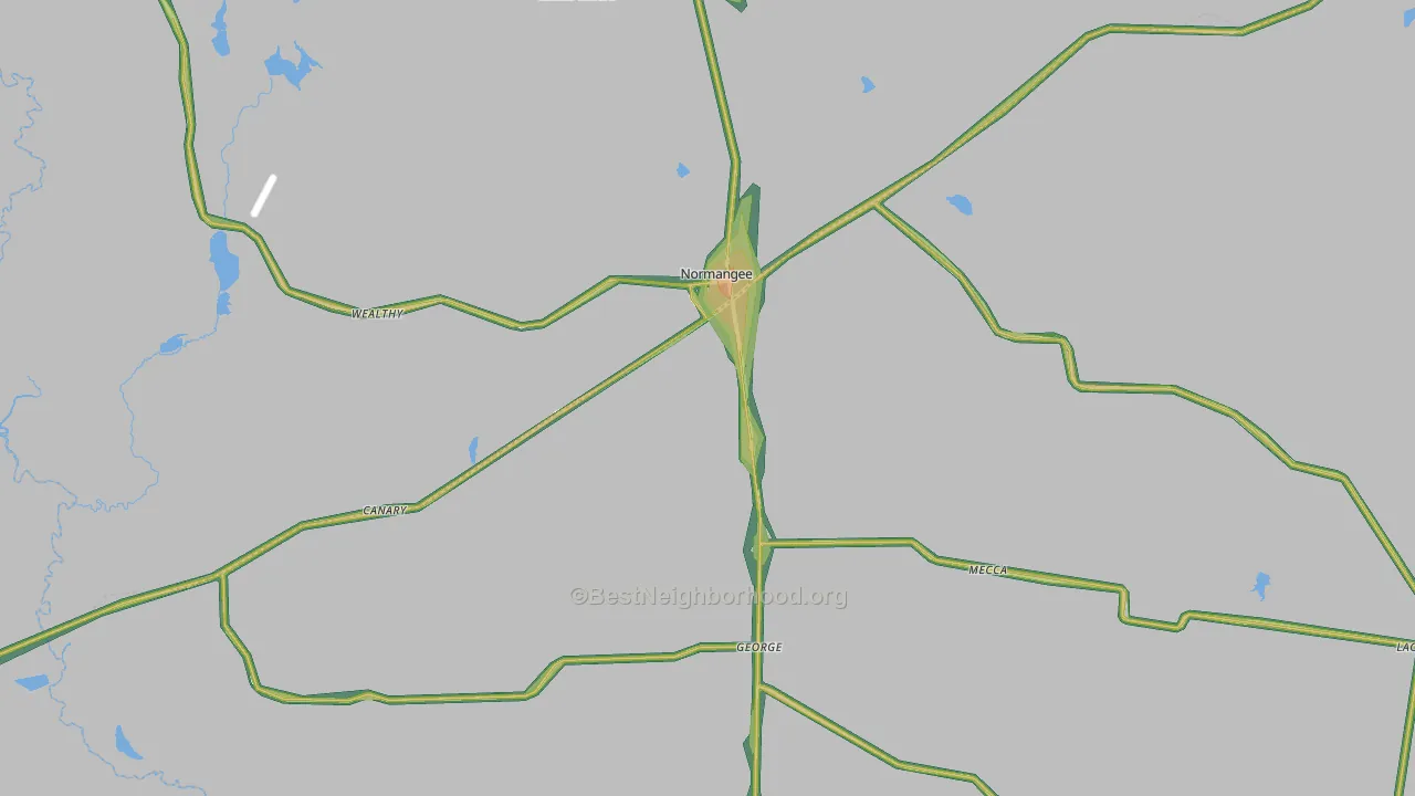 Normangee, TX Map of Noise Levels in Normangee
