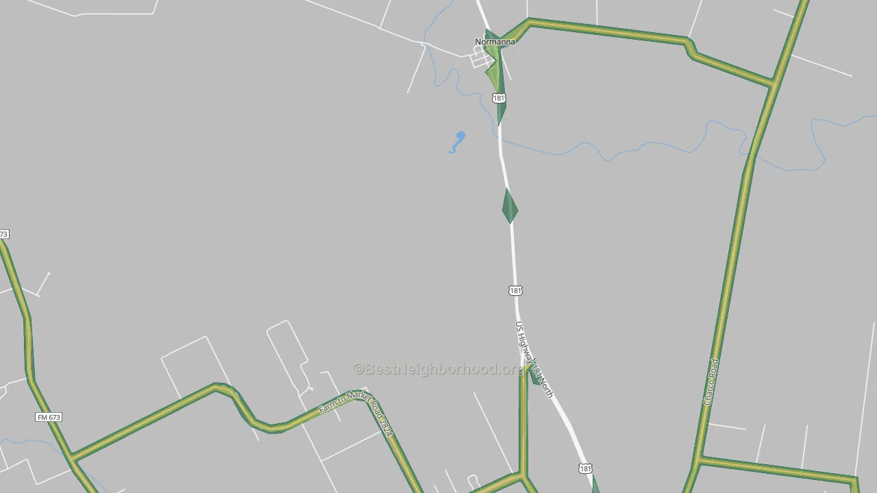 Normanna, TX Map of Noise Levels in Normanna
