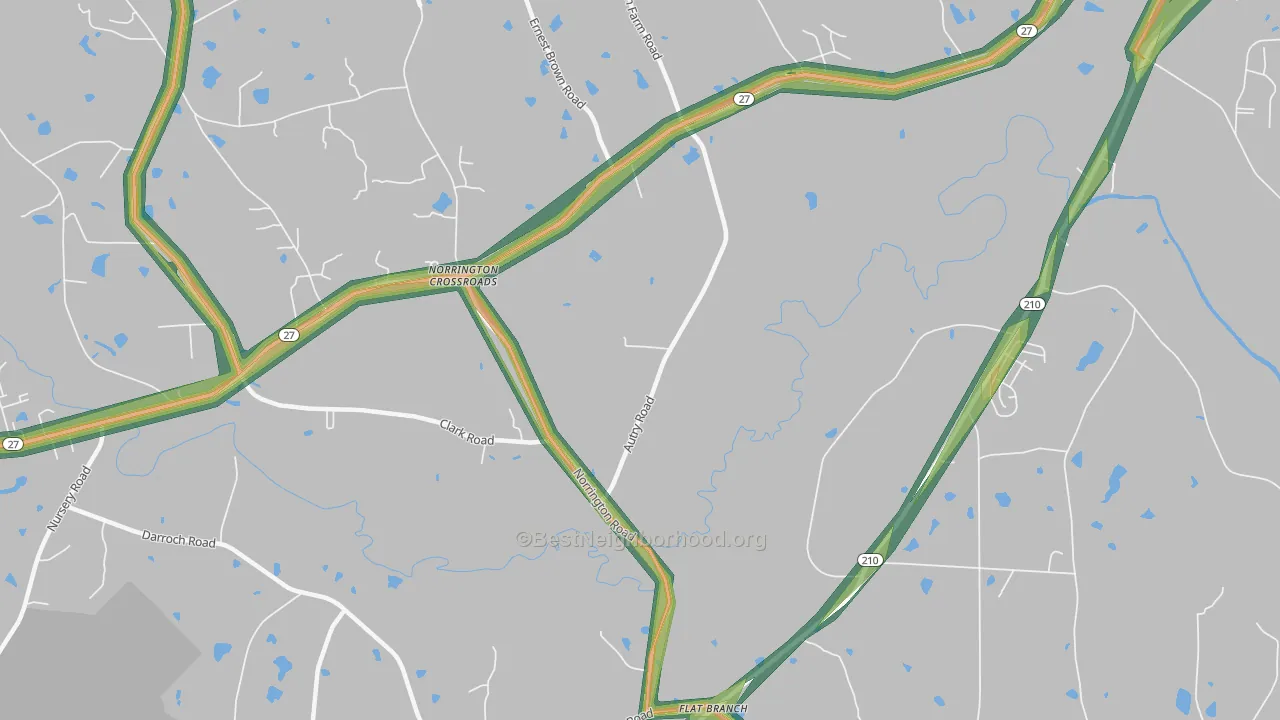 Norrington Crossroads, NC Map of Noise Levels in Norrington Crossroads
