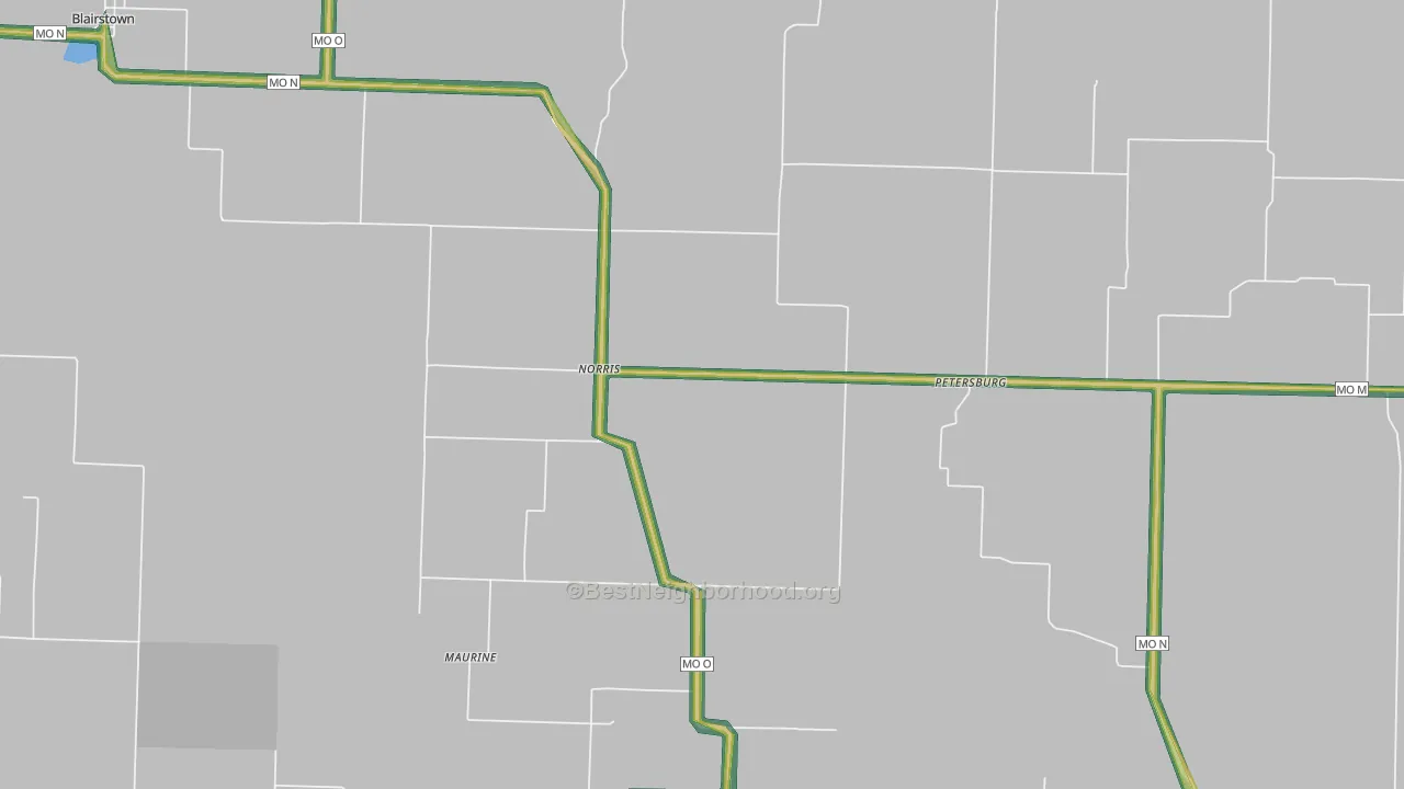 Norris, MO Map of Noise Levels in Norris