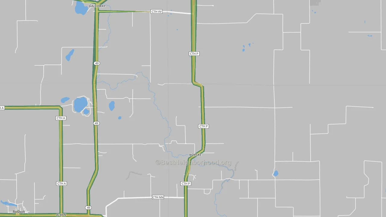 Norske, WI Map of Noise Levels in Norske