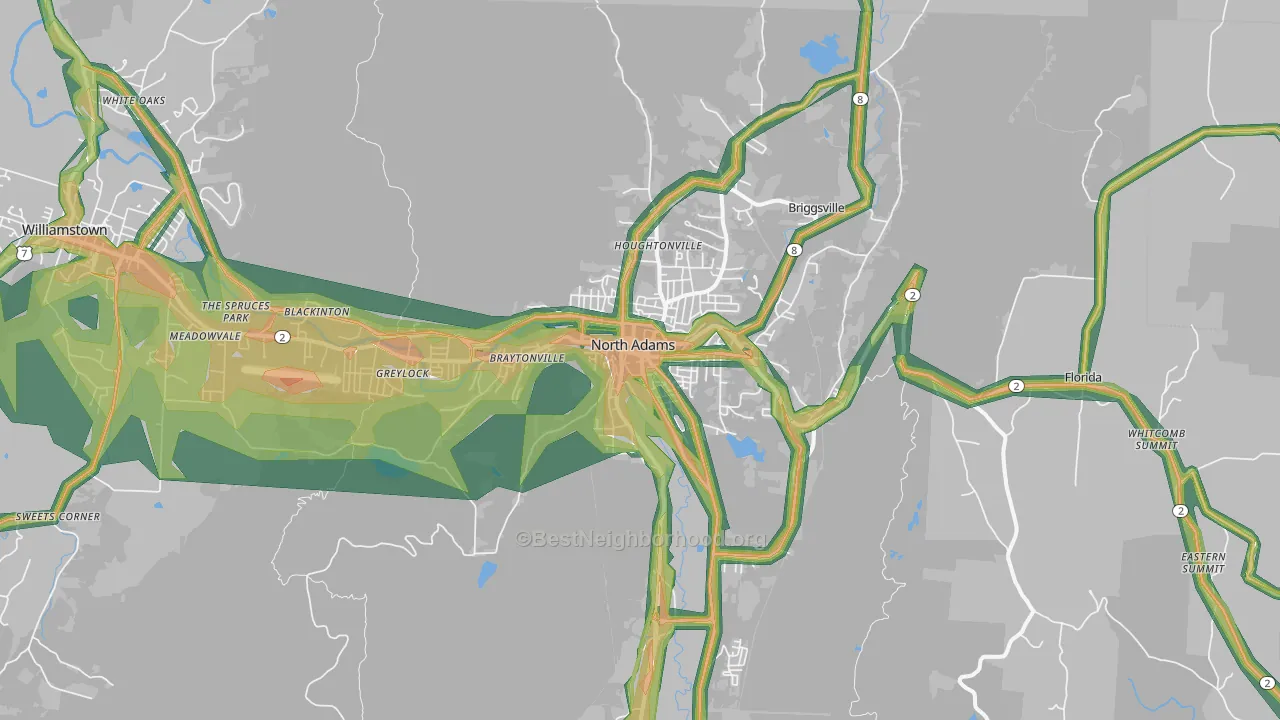 North Adams, MA Map of Noise Levels in North Adams