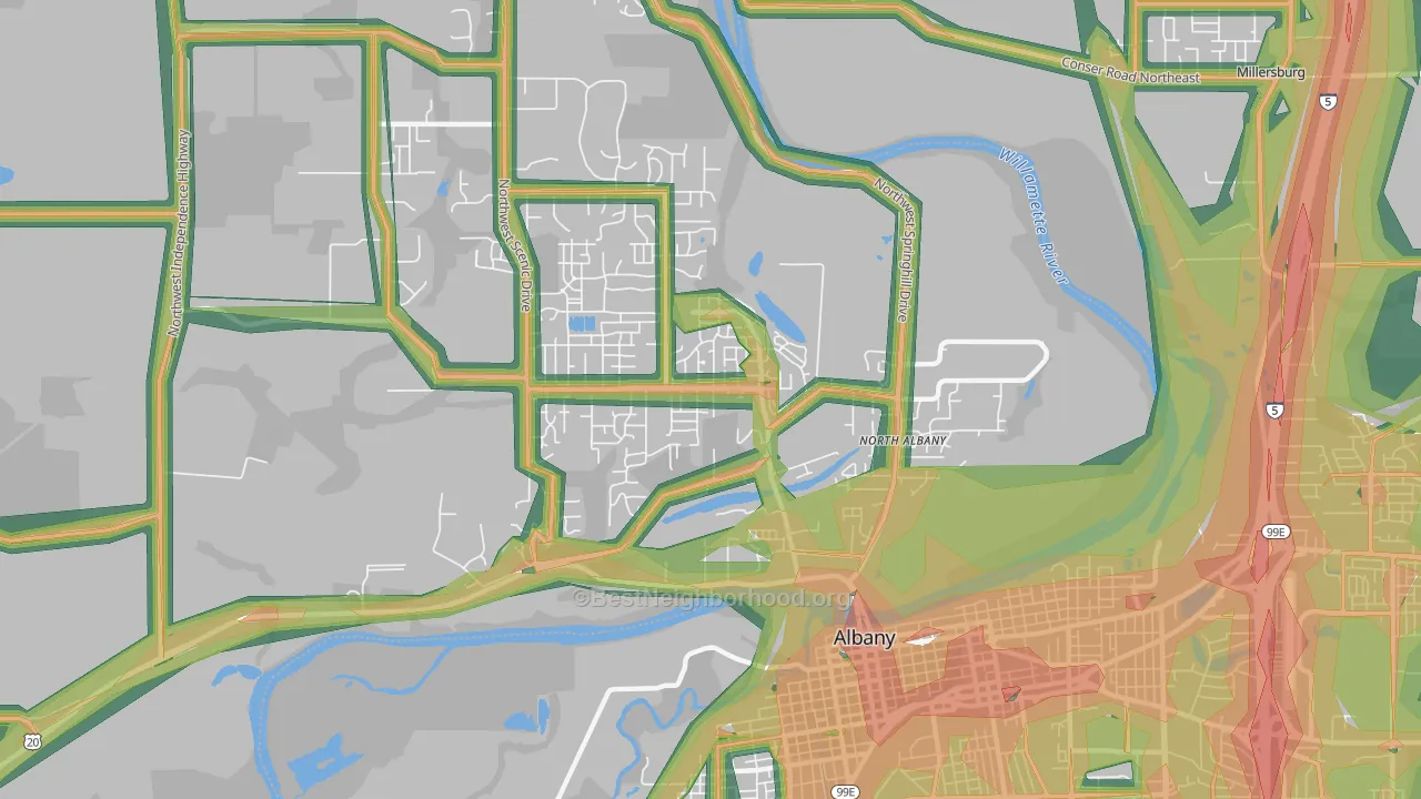 North Albany, Albany, OR Map of Noise Levels in North Albany