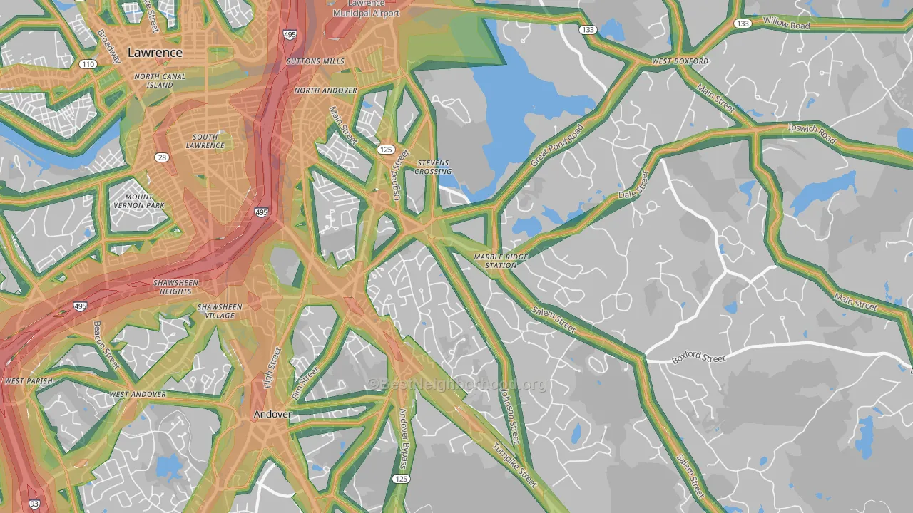 North Andover, MA Map of Noise Levels in North Andover