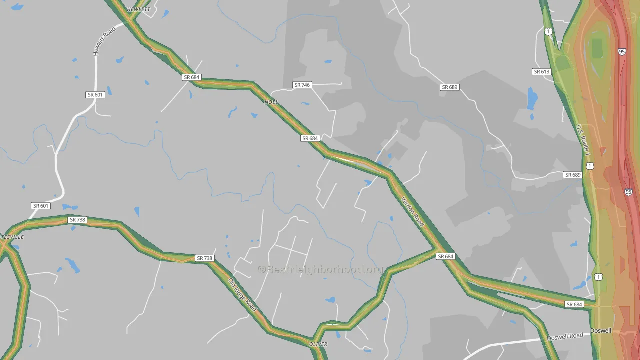 North Anna, VA Map of Noise Levels in North Anna