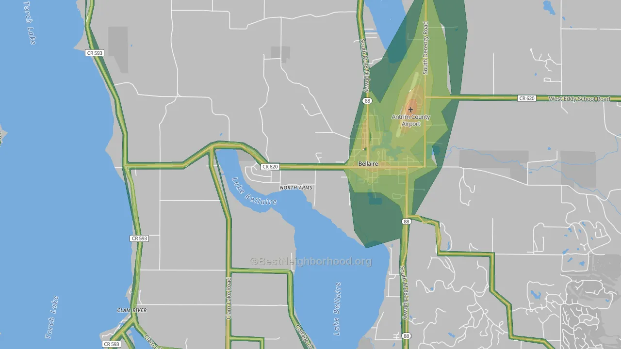 North Arms, MI Map of Noise Levels in North Arms