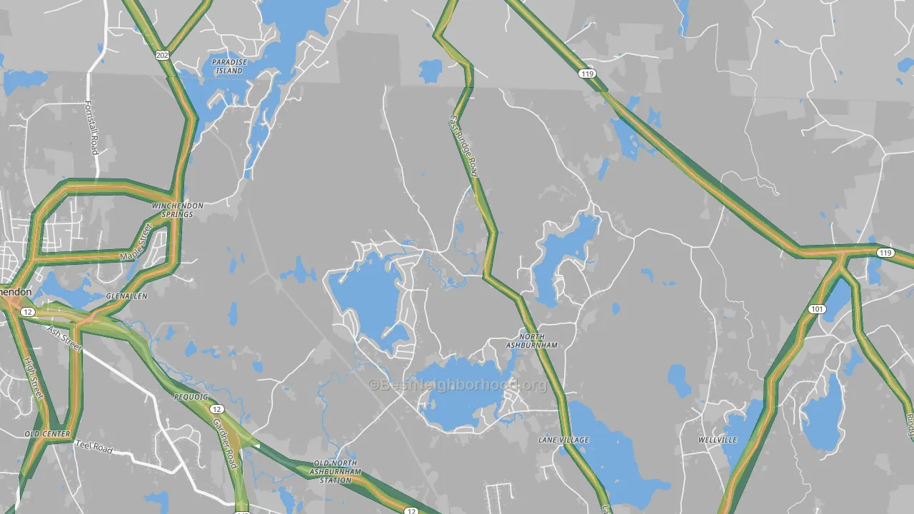 North Ashburnham, MA Map of Noise Levels in North Ashburnham