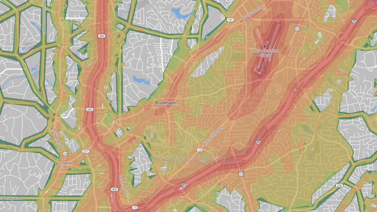 North Atlanta, GA Map of Noise Levels in North Atlanta