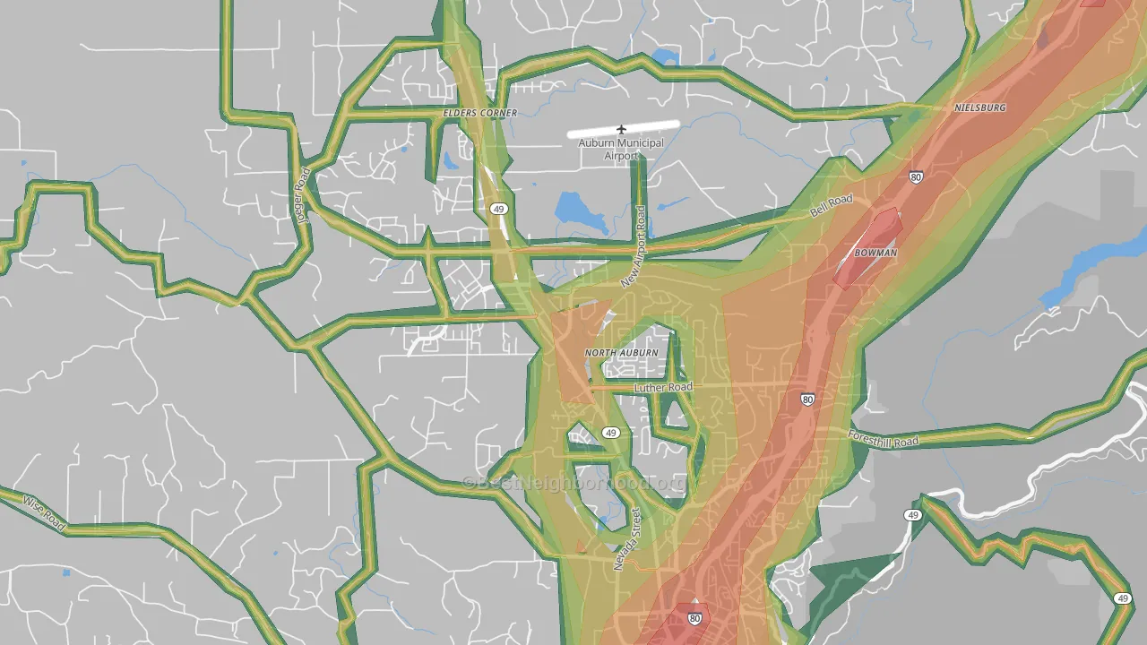 North Auburn, CA Map of Noise Levels in North Auburn