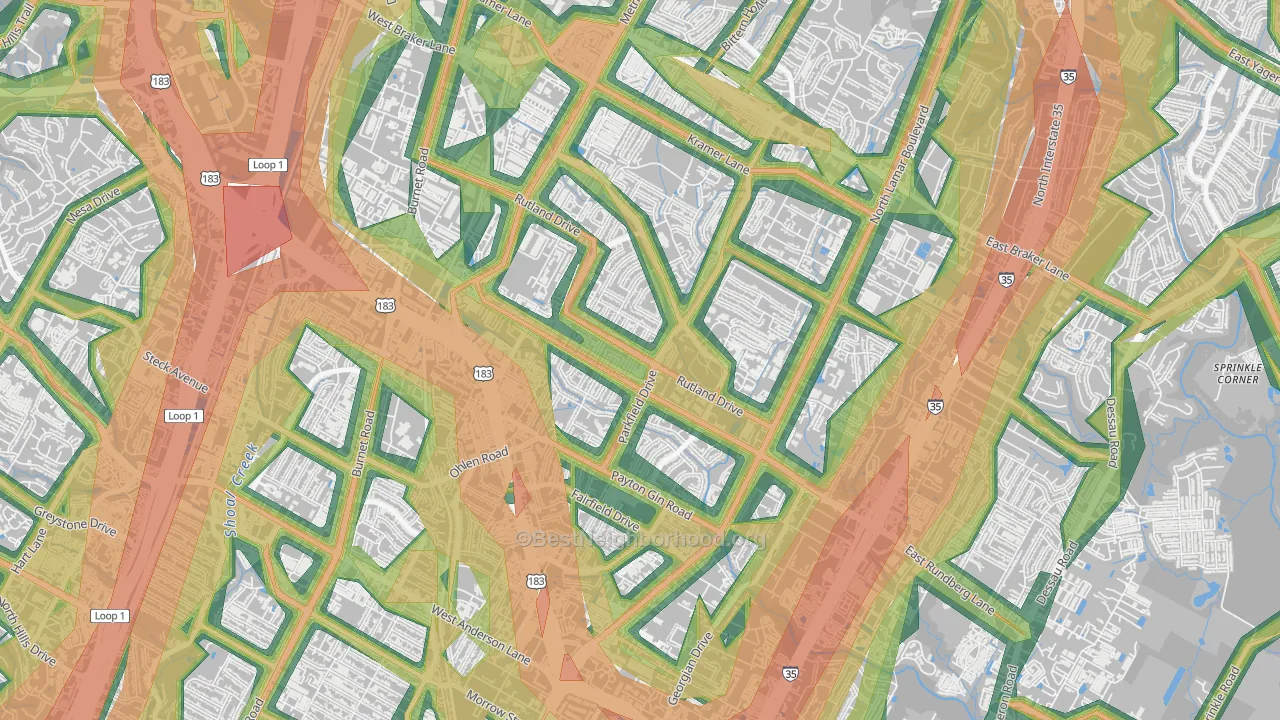 North Austin, Austin, TX Map of Noise Levels in North Austin