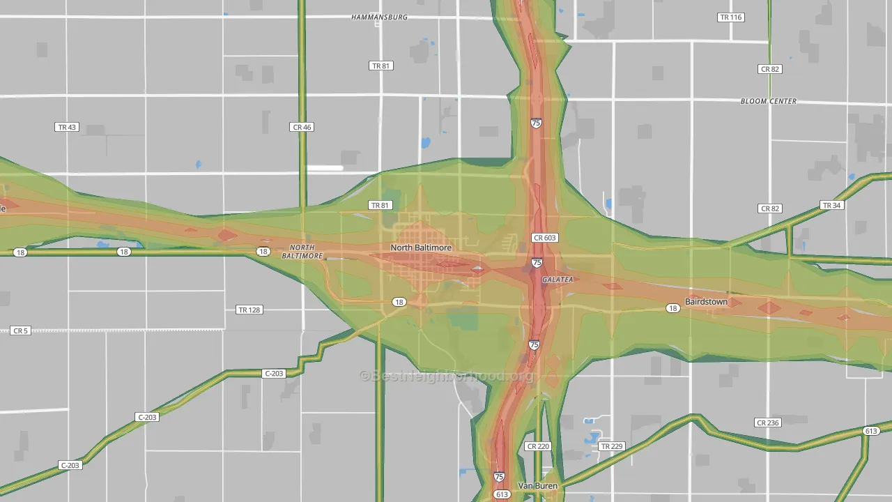 North Baltimore, OH Map of Noise Levels in North Baltimore