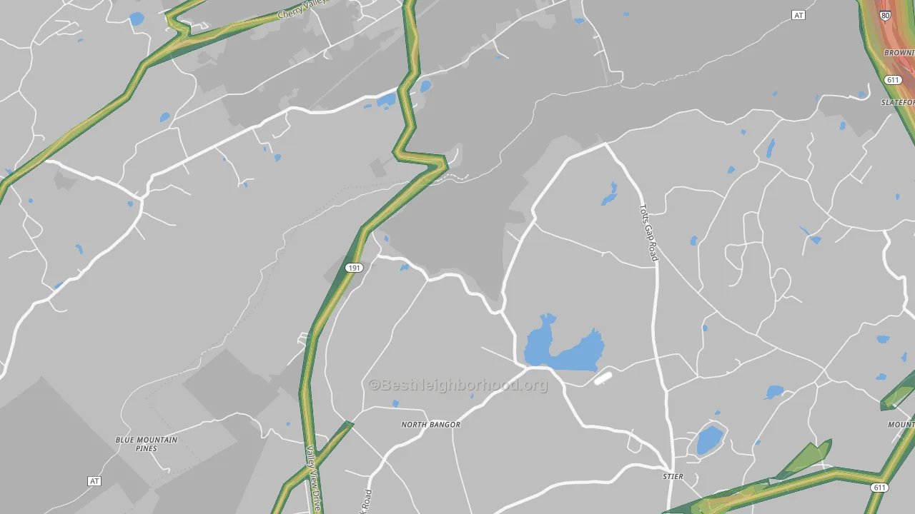 North Bangor, PA Map of Noise Levels in North Bangor