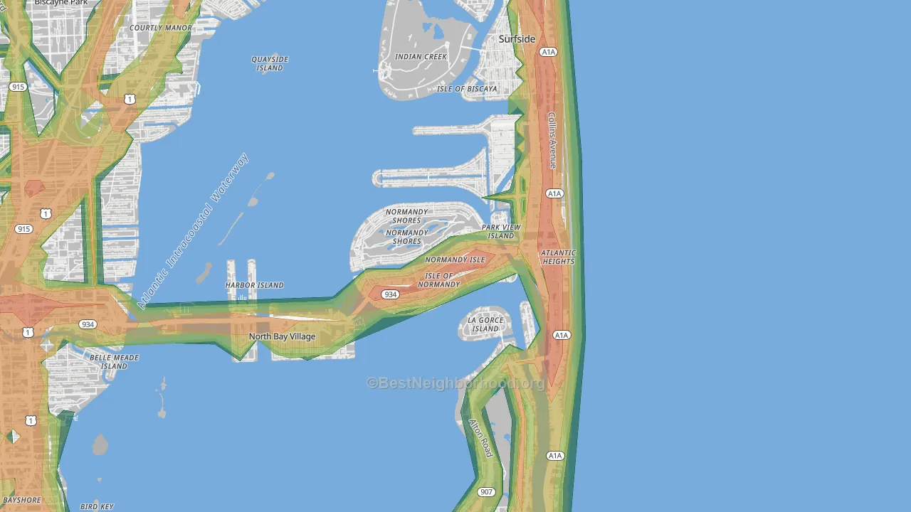 North Bay Village, FL Map of Noise Levels in North Bay Village
