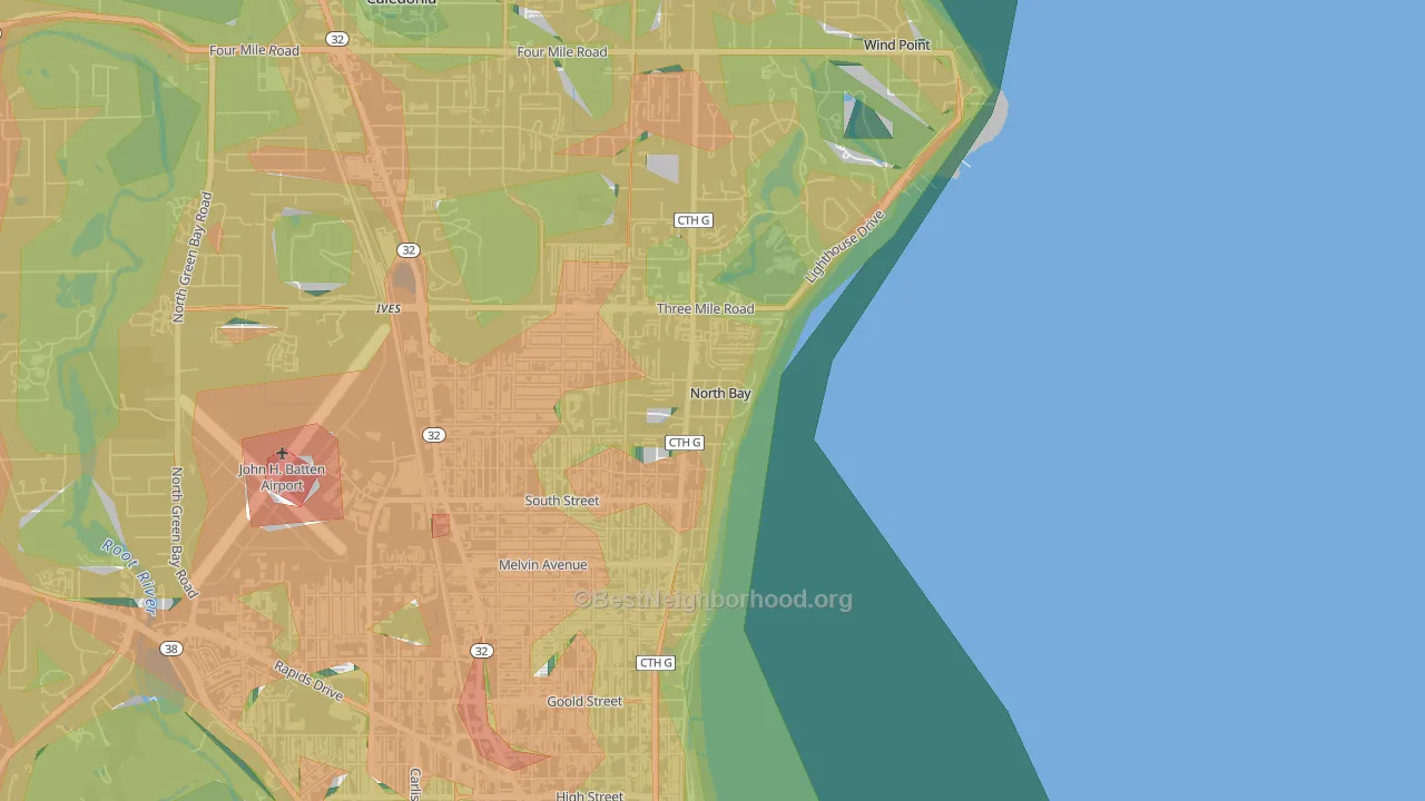 North Bay, WI Map of Noise Levels in North Bay