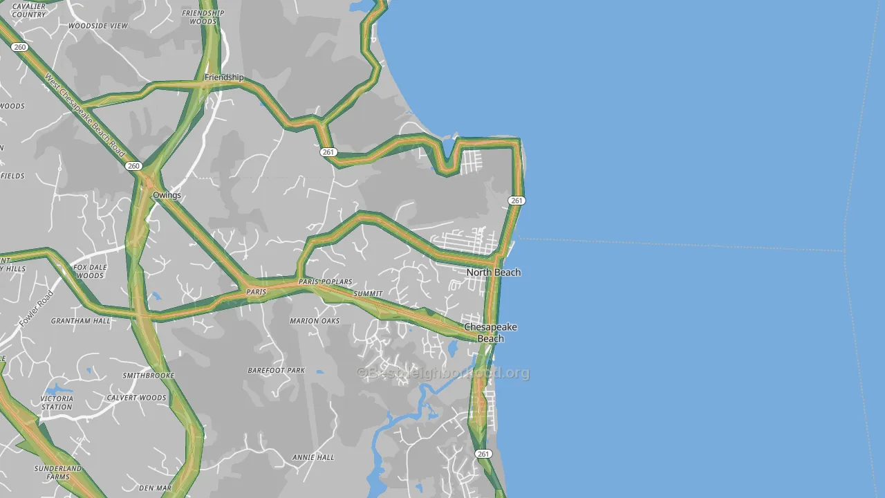 North Beach, MD Map of Noise Levels in North Beach