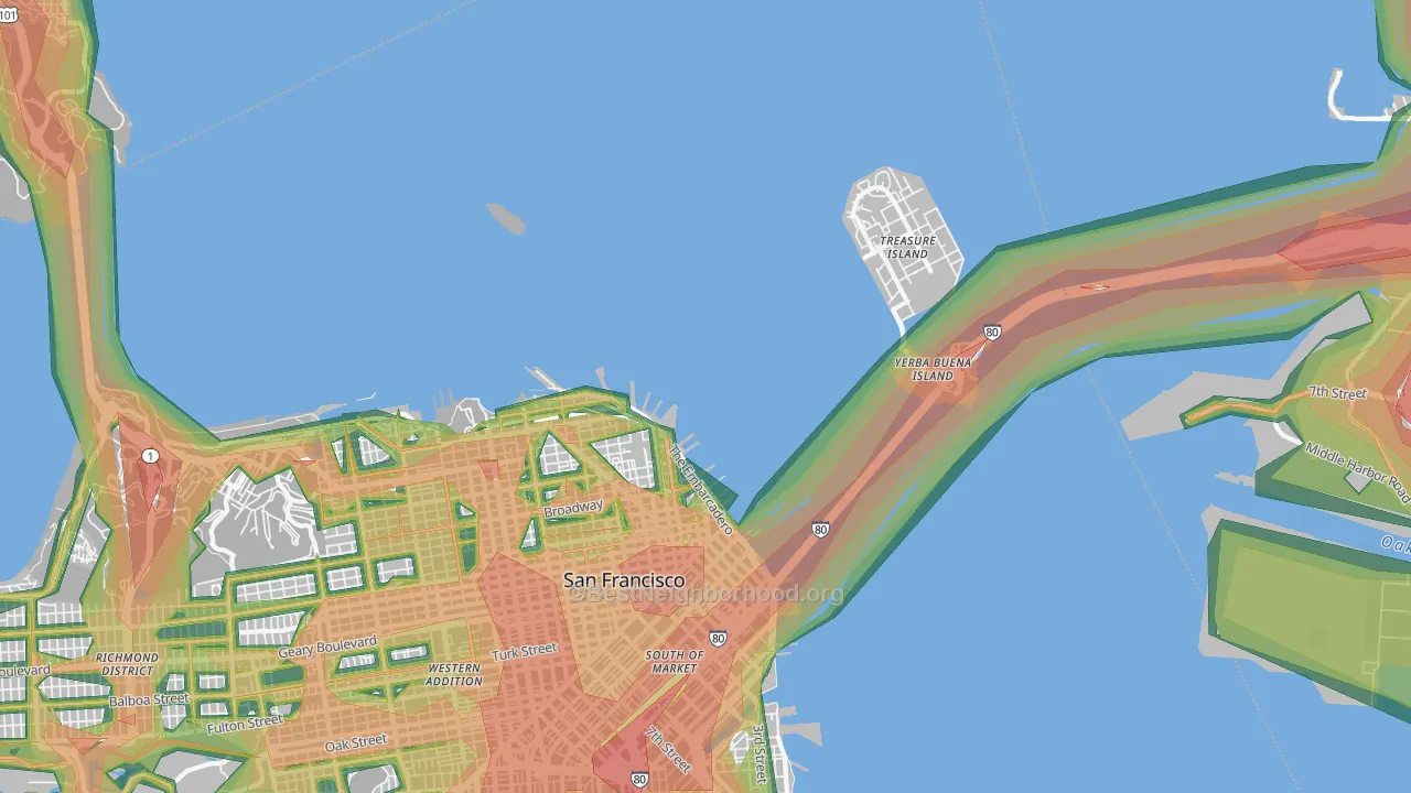 North Beach, San Francisco, CA Map of Noise Levels in North Beach