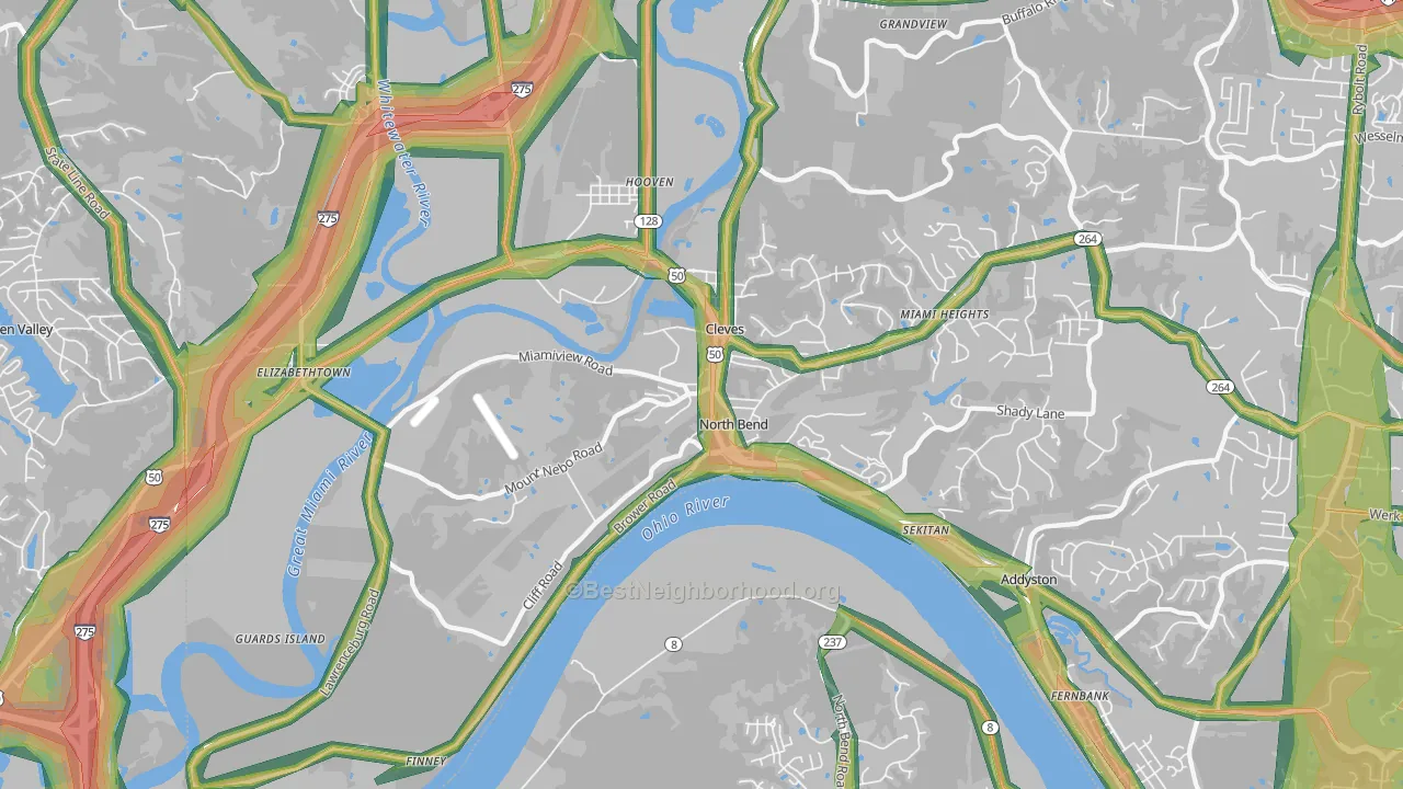North Bend, OH Map of Noise Levels in North Bend