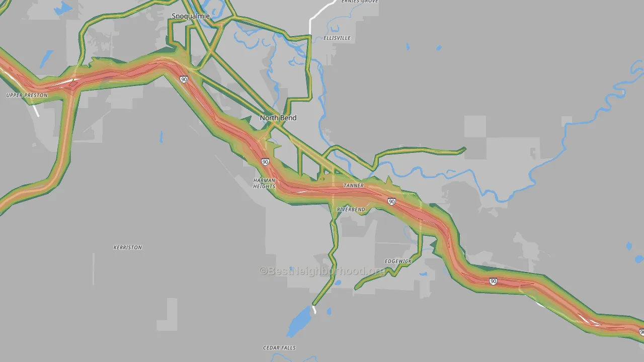North Bend, WA Map of Noise Levels in North Bend