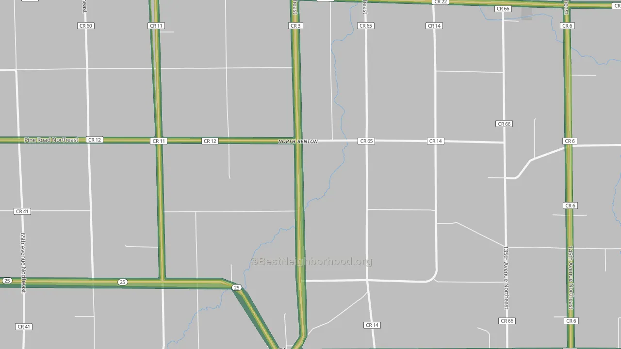 North Benton, MN Map of Noise Levels in North Benton