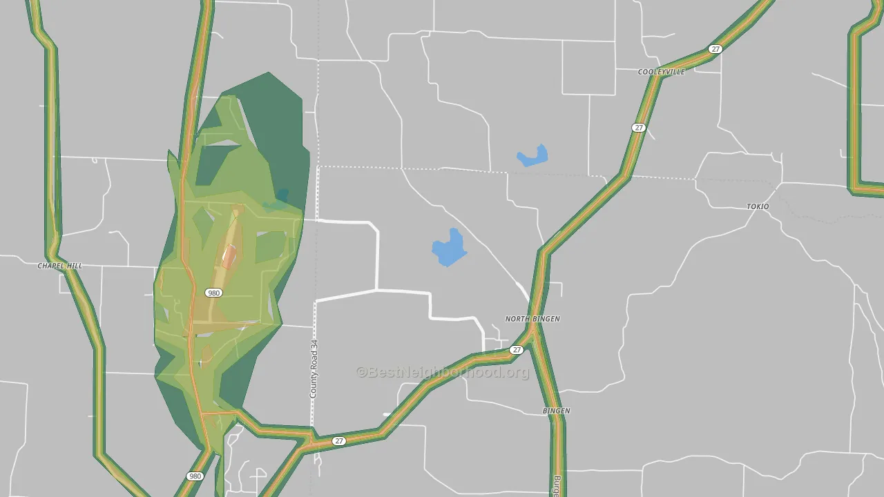 North Bingen, AR Map of Noise Levels in North Bingen