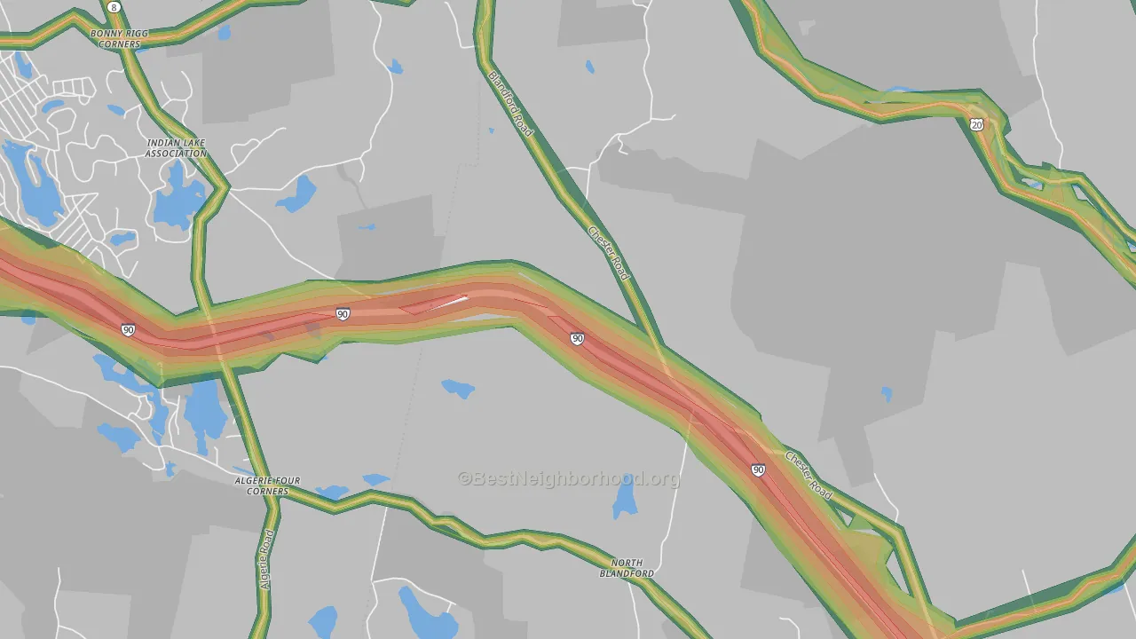 North Blandford, MA Map of Noise Levels in North Blandford