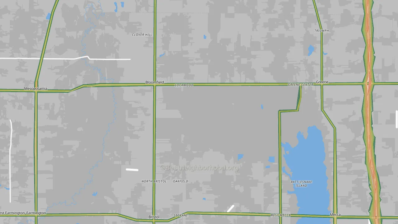 North Bloomfield, OH Map of Noise Levels in North Bloomfield