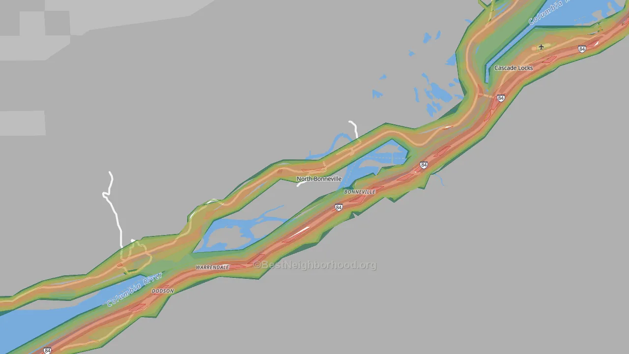 North Bonneville, WA Map of Noise Levels in North Bonneville
