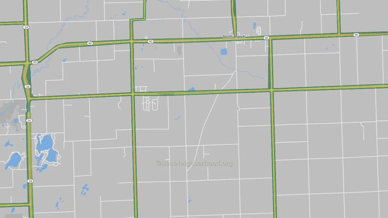 North Branch, MI Map of Noise Levels in North Branch