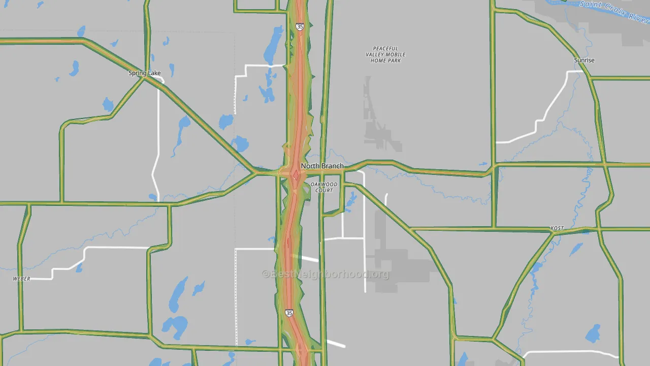 North Branch, MN Map of Noise Levels in North Branch