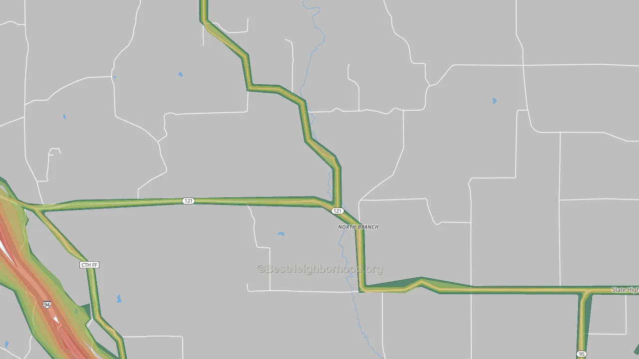 North Branch, WI Map of Noise Levels in North Branch