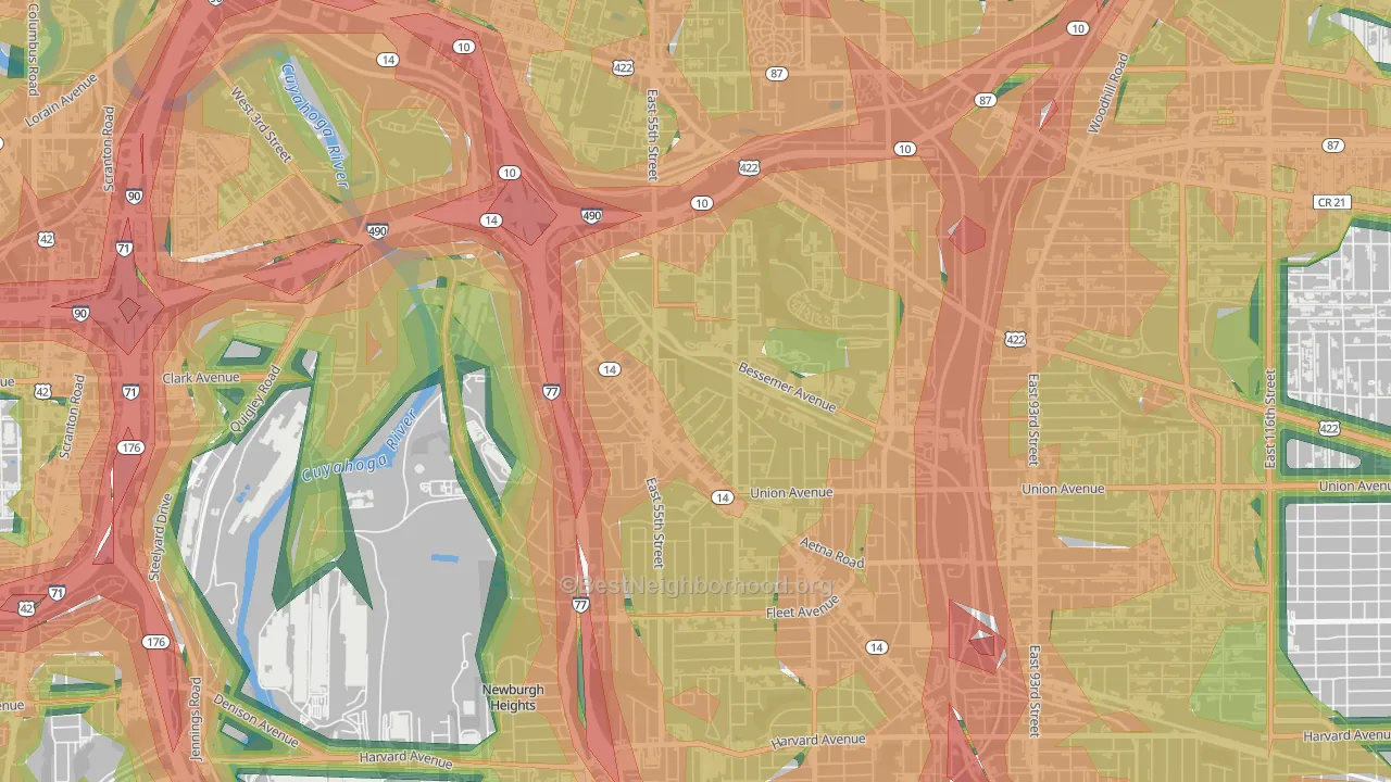North Broadway, Cleveland, OH Map of Noise Levels in North Broadway