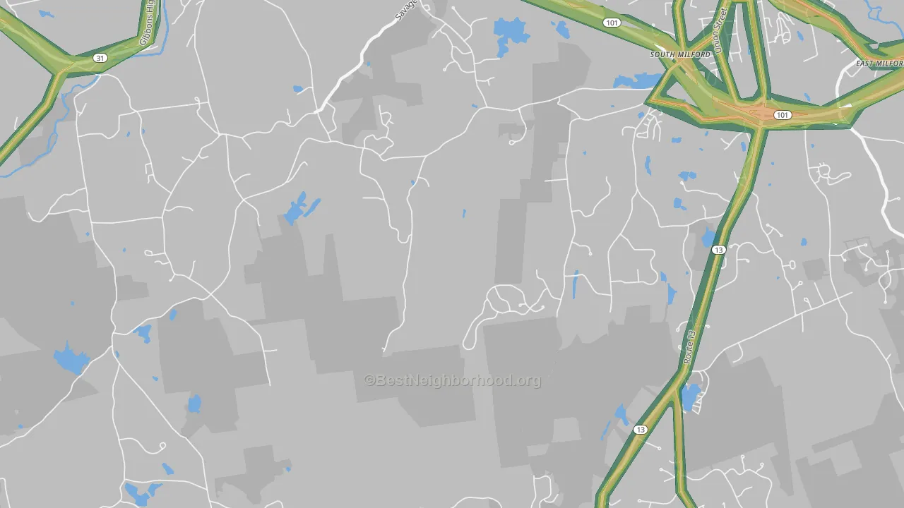 North Brookline, NH Map of Noise Levels in North Brookline