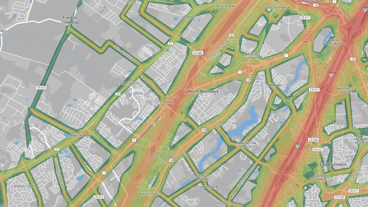 North Brunswick, NJ Map of Noise Levels in North Brunswick