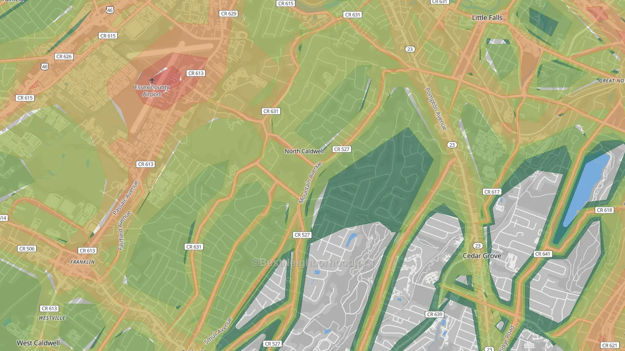 North Caldwell, NJ Map of Noise Levels in North Caldwell