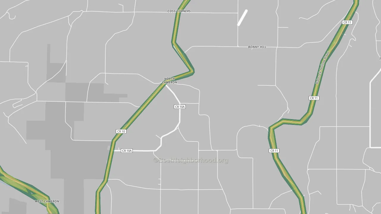 North Cameron, NY Map of Noise Levels in North Cameron