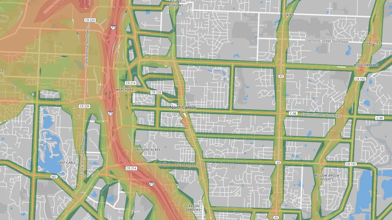 North Canton, OH Map of Noise Levels in North Canton