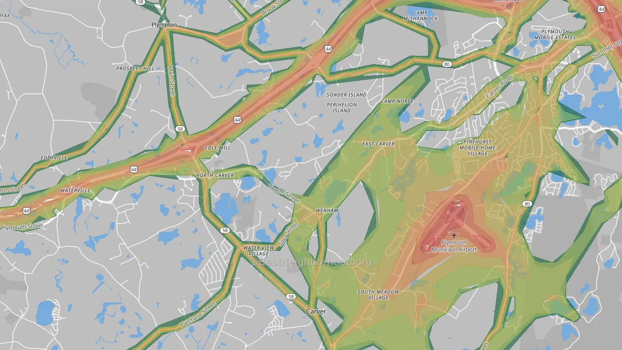 North Carver, MA Map of Noise Levels in North Carver