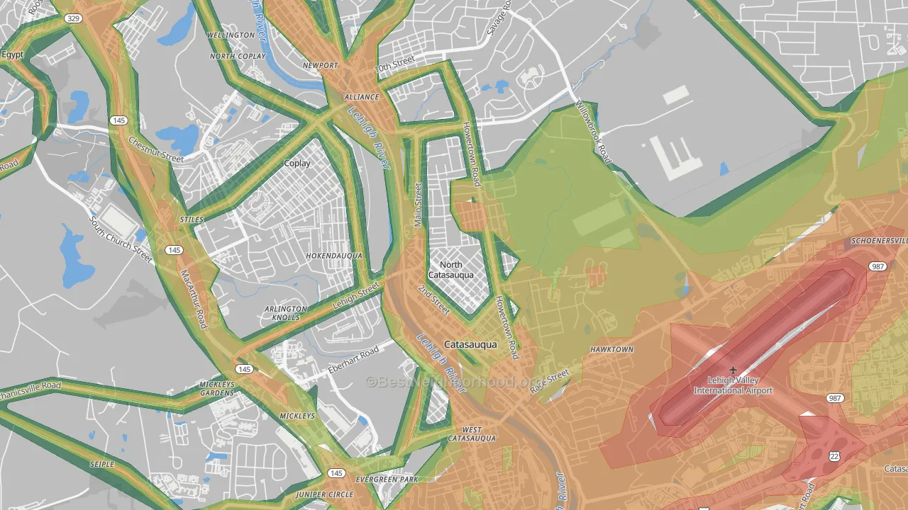 North Catasauqua, PA Map of Noise Levels in North Catasauqua