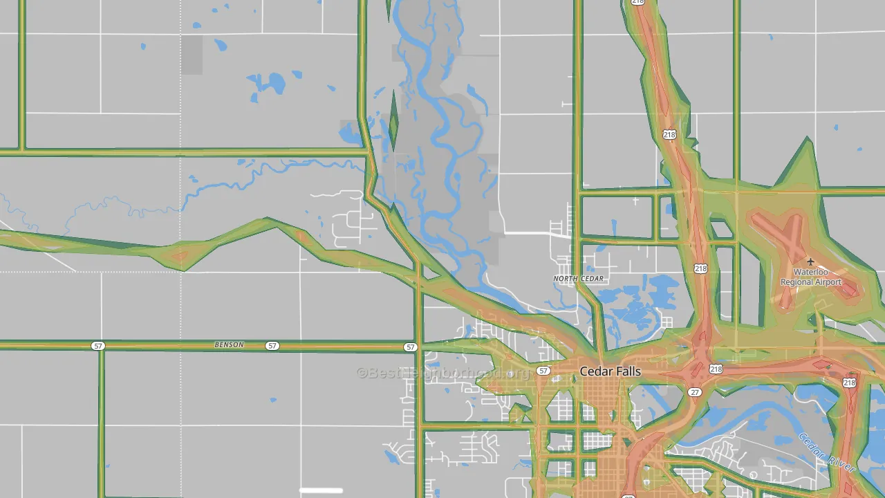 North Cedar, IA Map of Noise Levels in North Cedar